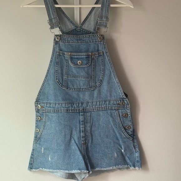 Zara Denim Overalls Shorts, kids size 13-14 - Picture 1 of 9